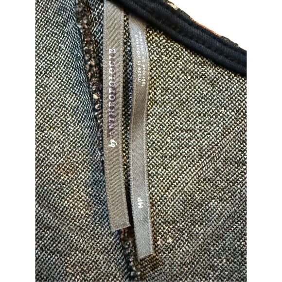 Anthropologie One Shoulder Jacquard Midi Dress Sz MP NEW Black Golden Yellow - Picture 6 of 11